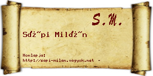 Sápi Milán névjegykártya